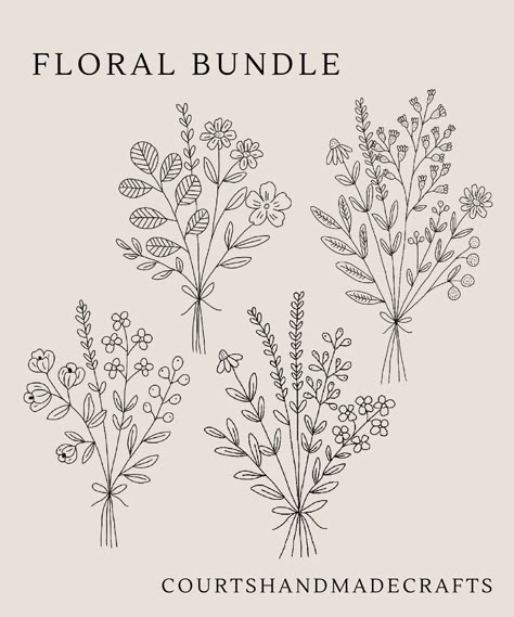 Wild Flower Bouquet Drawing, Wildflower Bouquet Drawing, Wildflowers Field, Flower Bouquet Drawing, Floral Svg, Bond Paper, Pola Sulam, Hand Draw, 자수 디자인