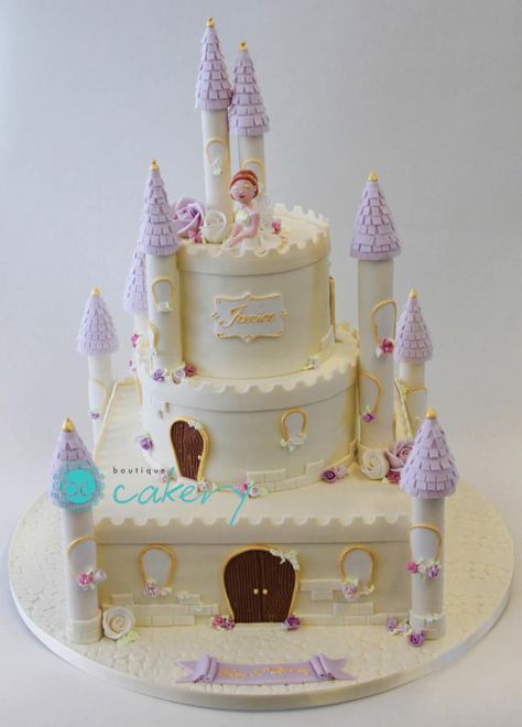 Fairy Castle - Cake by Boutique Cakery Castle Cake Design, Fairy Castle Cake, Pool Birthday Cakes, Sofia The First Birthday Cake, Sophia Cake, Rapunzel Birthday Cake, Disney Princess Birthday Cakes, Castle Birthday Cakes, Castle Birthday