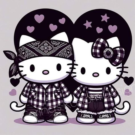 Chicano Hello Kitty, Chicana Hello Kitty, Cholo Hello Kitty, Hello Kitty Artwork, Homies Wallpaper, Hello Kitty Gangster, Homies Drawing, Chicano Pfp, Chicano Art Couple