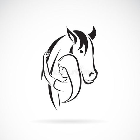 Horse And Girl, Horse Logo Design, Expression Of Love, Vector Silhouette, Horse Logo, Horse Head, The Horse, Of Love, White Background