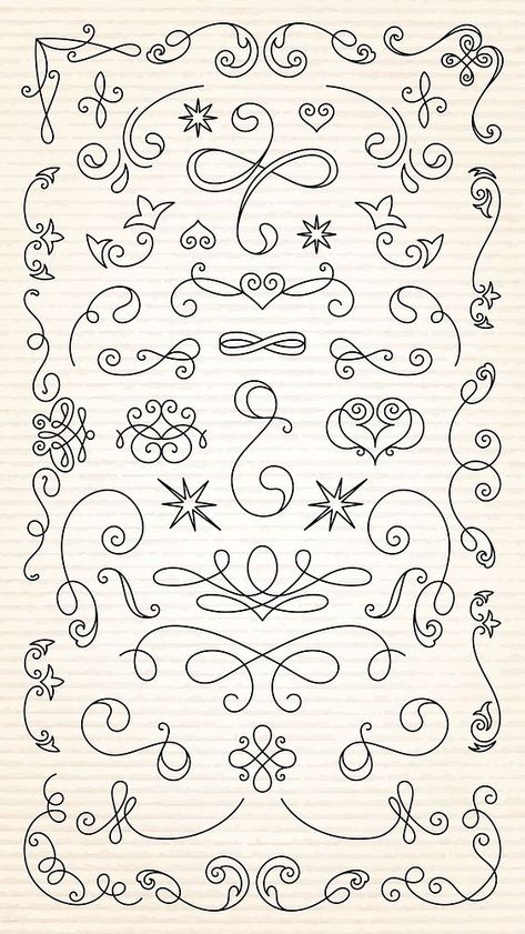 Calligraphy Swirls, Flourish Calligraphy, Background Border, Ornate Pattern, Border Patterns, Ornament Vector, Doodle Notes, Element Design, Doodle Inspiration