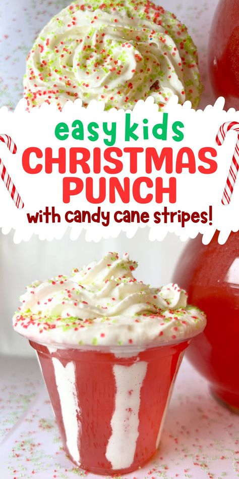 The Best Easy Christmas Holiday Punch Recipe for Kids Xmas Punch For Kids, Christmas Punch Recipes For Kids, Christmas Drinks Kid Friendly, White Punch Recipe, Christmas Drink Ideas For Kids, Christmas Punch Kids, Cute Christmas Drinks For Kids, Candy Cane Christmas Punch, Easy Christmas Drinks For Kids