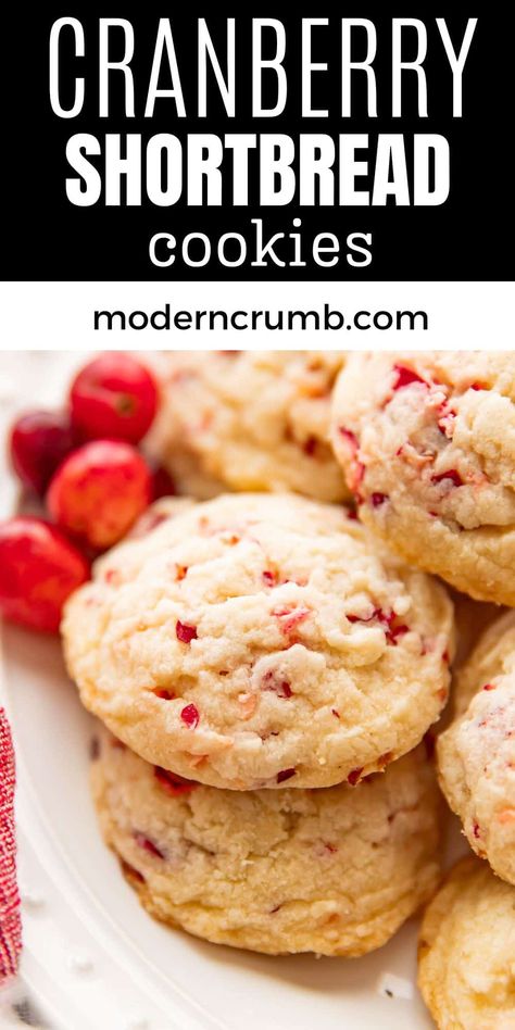 These buttery cranberry shortbread cookies are such a delight. A crumbly shortbread style cookie filled with pieces of fresh cranberries. Fresh Cranberry Recipes Baking, Cranberry Shortbread Cookies, Fresh Cranberry Recipes, Cranberry Shortbread, Cranberry Cookies Recipes, Basic Muffin Recipe, Shortbread Bars, Christmas Recipes Appetizers, Shortbread Cookie Recipe