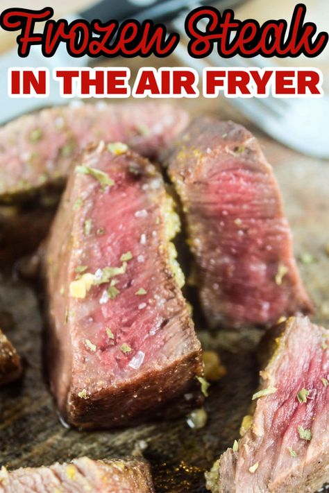 Fillet Steak Recipes, Steak In The Air Fryer, Cook Frozen Steak, Bacon Wrapped Steak, Venison Steak Recipes, Bacon Wrapped Beef, Air Fry Steak, Deer Steak, Sirloin Steak Recipes