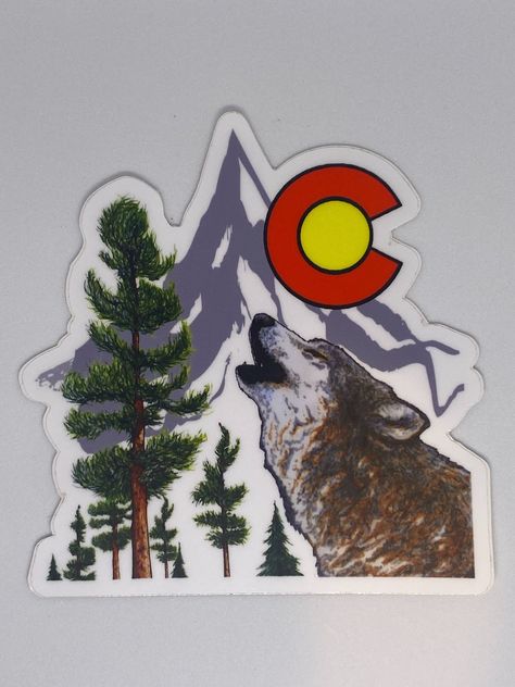 Excited to share this item from my #etsy shop: Colorado Wolf Mountain Sticker Decal Suitcases Travel, Maryland Blue Crab, Yeti Stickers, Filing Cabinets, Stickers Etsy, Snowboards, Fun Stickers, Binders, Suitcases