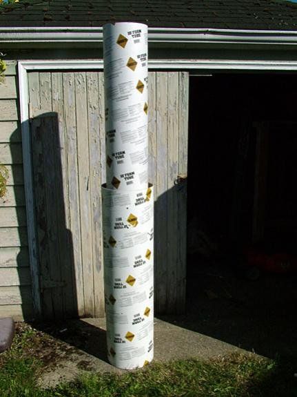 1. Started with two cardboard tubes from Home Depot. One 12" diameter and one 10" diameter. | Halloween Forum Diy Spooky Tree, Paper Tree Classroom, Tree Classroom, Tree Props, Haunted Tree, Spooky Tree, Halloween Forum, Cool Cat Trees, Halloween Outside