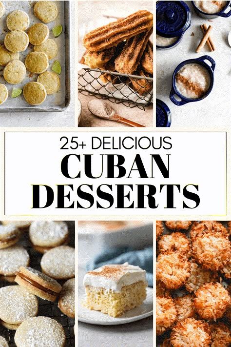 Explore the sweet flavors of Cuba with this curated collection of 25+ Cuban Dessert Recipes! Browse through traditional favorites like Tres Leches Cake and Flan Cubano to delightful pastries like Pastelitos de Guayaba and Churros Cubanos to find inspiration for your next bake! Cuban Dessert Recipes, Cuban Desserts Easy, Cuban Thanksgiving Recipes, Cuban Cookies, Cuban Desserts Authentic, Cuban Deserts, Cuban Thanksgiving, Carribean Desserts, Cuban Pastelitos