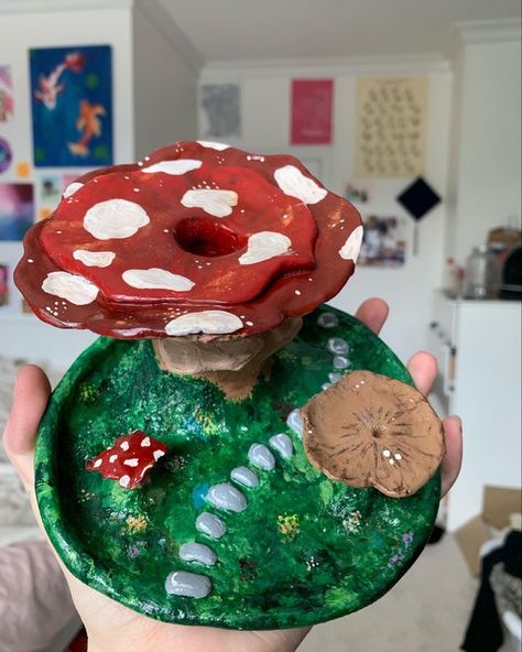 Mushroom Pottery, Clay Inspo, Clay Candle, Little Mushroom, Paper Mache Clay, Clay Diy Projects, How To Make Clay, Clay Crafts Air Dry, Clay Bowl