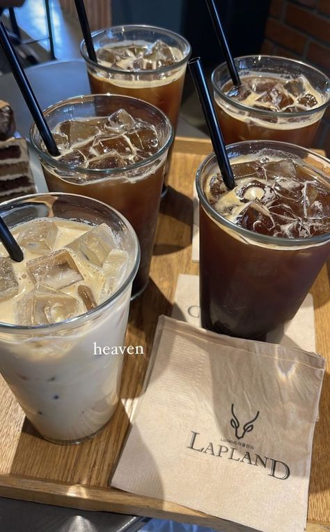 iced coffee (americano) & latte at lapland cafe in South Korea Korean Cafe, Iced Americano, Americano Coffee, Cute Food Art, Iced Latte, Coffee Cafe, Cute Food, Iced Coffee, Food Art