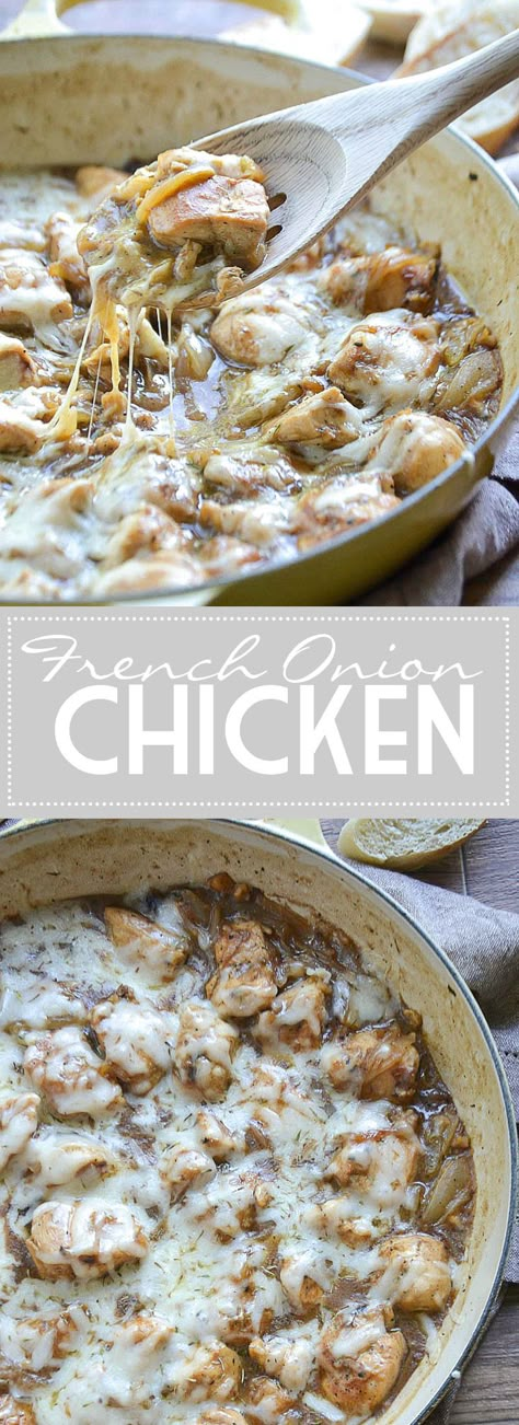 French Onion Chicken, Chicken Chunks, Onion Gravy, Onion Chicken, Vidalia Onions, God Mat, Think Food, Tender Chicken, Swiss Cheese