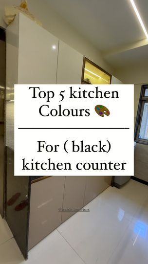 Kitchen Colour Combination With Black Granite, Kitchen Colour Combination With Black Counter Top, Kitchen Sanmaika Colour, Kitchen Colour Schemes Modern, Black Kitchen Counter, Colourful Kitchen Ideas, Kitchen Interior Colour Combination, Kitchen Colour Combination Ideas, Kitchen Colourful