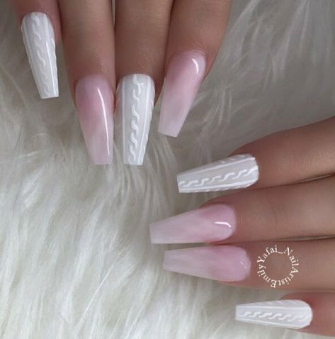 Ballerina Nails. Sweater Nails. Pink and White Nails. Quartz Nails. Acrylic Nails. Gel Nails. Sweater Nails Pink, Quartz Nails Acrylic, Pink And White Nails Acrylic, White Nails Acrylic, Nails Pink And White, Christmas Nail Designs Acrylic, Light Pink Nail Designs, Pink And White Nails, Quartz Nails