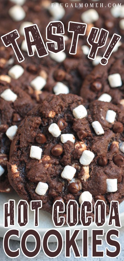 These hot chocolate cookies are the perfect winter treat! They’re easy to make, soft and chewy, and they taste just like a rich hot cocoa. Easy Christmas Cookies Chocolate, Chocolate Cocoa Cookies, Chocolate Cookie Recipes Christmas, Easy Hot Chocolate Cookies, Hot Cocoa Gingerbread Cookies, Coco Cookies Recipes, Hot Cocoa Cookies Easy, Red Velvet Hot Cocoa Cookies, Christmas Cookies Hot Chocolate