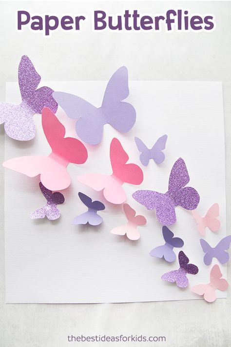 Get this free butterfly template to make a beautiful butterfly display! This paper butterfly craft is so fun to make! Paper Butterfly, Paper Butterfly Wall Art, Paper Butterfly DIY, Paper Butterfly Template, Butterfly Template Printable. #bestideasforkids #spring #butterfly #kidscraft #craft #diy  via @bestideaskids Butterfly Wall Art Diy, Paper Butterfly Crafts, Diy Paper Butterfly, Diy Spring Crafts, Butterfly Template, Origami Butterfly, Spring Crafts For Kids, Handprint Craft, Paper Butterflies