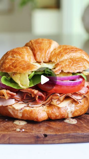 MacKenzie Smith on Instagram: "All of these Viral Cookie Dough Croissants are taking over instagram right now, but if you’re more of a savory croissant type of person, go ahead and look this way! This easy turkey sandwich recipe is one of my favorite lunches in the world. What makes it special is my easy 3 ingredient homemade honey mustard that will forever change the sandwich game. It’s a lick the plate kind of sandwich so get ready!

Comment “SANDWICH LAND” and I’ll send you the full printable recipe straight to your inbox!

INGREDIENTS
🥐 croissant
🥐  gouda cheese
🥐  honey turkey 
🥐  bacon
🥐  tomato, salted
🥐  butter lettuce leaves
🥐  red onion
🥐  my 3 ingredient honey mustard (recipe linked in the blog post!)
 🥐 honey mustard chips

Or snag the full recipe through the link in m Turkey Club Croissant Sandwich, Turkey Croissant Sandwich, Turkey Croissant, Savory Croissant, Honey Mustard Turkey, Honey Turkey, Turkey Sandwiches Recipes, Mackenzie Smith, Honey Mustard Recipes