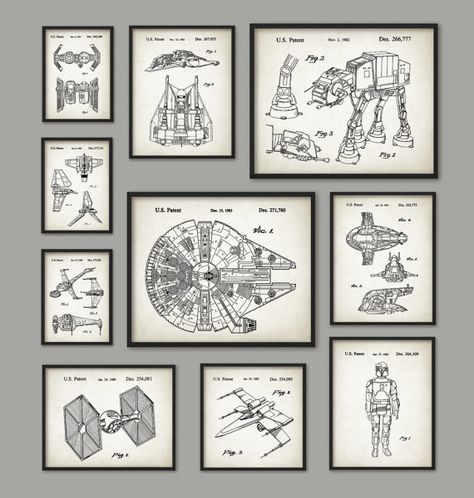 Star Wars Zimmer, Star Wars Kids Room, Decoracion Star Wars, Star Wars Bedroom, Cuadros Diy, Star Wars Room, Patent Art Prints, Star Wars Decor, Geek Decor