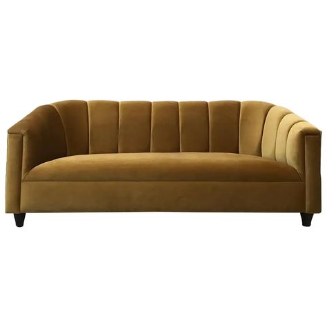 For Sale on 1stdibs - Art Deco Style sofa, golden velvet, by Watt Studio. Art Deco Corner Sofa, Art Deco Couch Sofa, Art Deco Sofa Vintage, Art Deco Sofa Couch, Sofa Golden, Golden Sofa, Art Deco Couch, Art Deco Mood Board, Prince Eugene