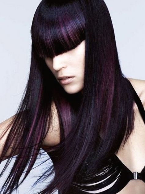 Black Cherry Hair Color, Black Cherry Hair, Purple Hair Highlights, Cherry Hair Colors, Dark Purple Hair, Cherry Hair, Purple Highlights, Hair Color Purple, Hair Inspiration Color