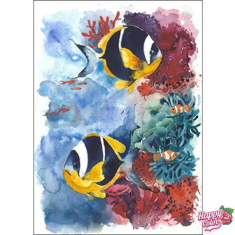 Fish in Watercolor Fish Tropical, Underwater Painting, Art Tutorials Watercolor, Watercolor Fish, Watercolour Inspiration, Watercolor Paintings Easy, Watercolor Painting Techniques, Watercolor Art Lessons, Sea Art