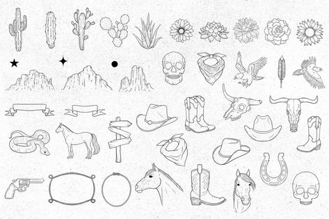 Western Procreate Stamp, Western Procreate Brush, Wild West Procreate stamp, Cowboy Procreate Stamp, Tattoo Procreate stamp, Boho Procreate, horse reference, skull reference, western drawing, western illustration, cactus reference, cactus illustration, cowboy illustration, horse drawing, procreate stamp, procreate brush, stamp brush, western, wild west Cowboy Stamp Tattoo, Wild West Tattoo Ideas, Western Stamp Tattoo, Cactus Reference, Western Illustration, Cowboy Illustration, Illustration Horse, Cowboy Tattoos, Stamp Tattoo