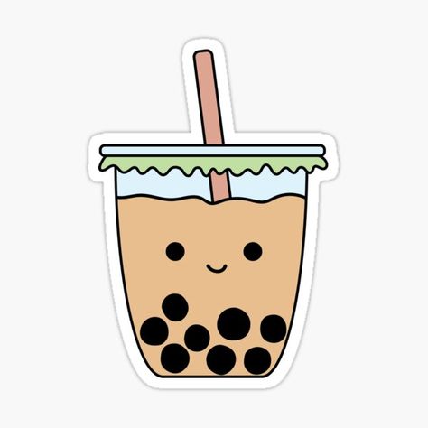 Cute And Easy Stickers, Boba Sticker Printable, Stickers Drawing Easy, Cute Stickers Drawings, Stickers Drawing Ideas, Cute Sticker Drawing, Milktea Sticker, Cute Sticker Ideas To Draw, Cute Boba Stickers