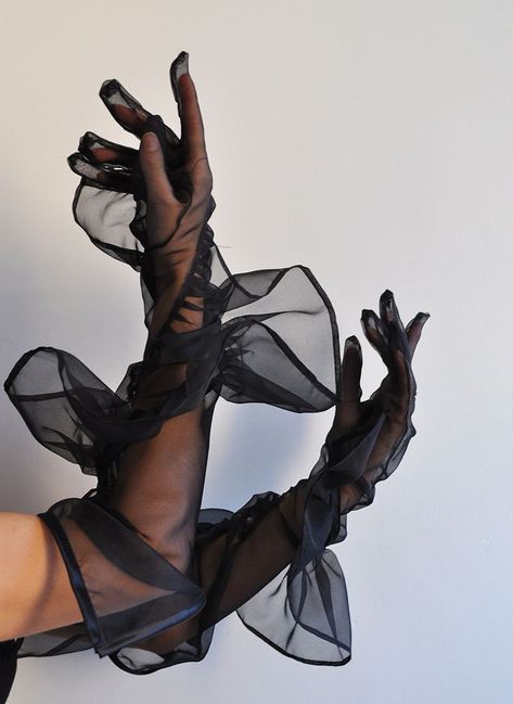 Organza Gloves, Sheer Aesthetic, T Label, Elegant Gloves, Gothic Chic, Gloves Fashion, Silk Organza, Fashion Details, Runway Fashion