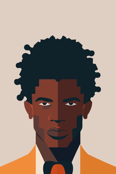 African american man with afro hairstyle. Vector illustration. African Illustration Art, Afro Art Men, Black Man Illustration, Afro Hair Vector, Afro Illustration, African Illustration, Black Men Beard Styles, Afro Hairstyles Men, Man In Suit