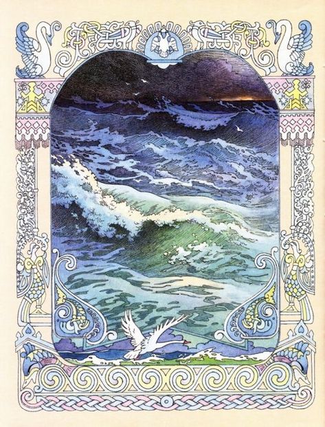 Ivan Bilibin, Fairytale Illustration, Fairytale Art, Ethereal Art, Design Graphique, Vintage Illustration, Fairy Tale, Aesthetic Art, The Ocean