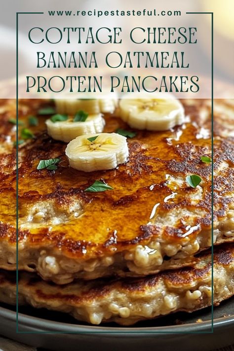 These delicious Cottage Cheese Banana Oatmeal Protein Pancakes are a healthy and protein-packed breakfast option. Made with wholesome ingredients, they offer a delightful combination of flavors and nutrients that will keep you energized throughout the day. Healthy Breakfast Using Bananas, High Protein Cottage Cheese Banana Bread, Banana Egg Protein Pancakes, Banana Oatmeal Cottage Cheese Pancakes, Banana Oat Cottage Cheese Pancakes, Cottage Cheese Banana Oatmeal Pancakes, Cottage Cheese And Banana Pancakes, Autumn Bates Protein Pancakes, Best Healthy Pancakes