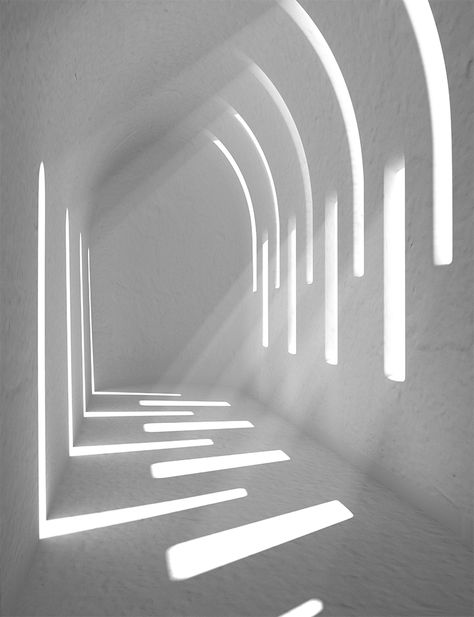 Blender photo interpretation in Blender 2.71 with volumetrics. Original image http://archivoltage.tumblr.com/post/32737316693 Shadow Architecture, Shadow Photography, Soyut Sanat Tabloları, Light Rays, Light And Space, Light Architecture, Blender 3d, White Aesthetic, Light And Shadow