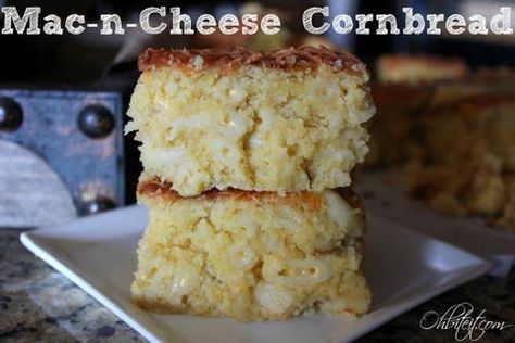 ~Mac-n-Cheese Cornbread! | Oh Bite It Cornbread Side Dish, Cheese Cornbread, Cheesy Mac And Cheese, Cornbread Muffins, Sweet Cornbread, Cornbread Mix, Matter Of Time, Bread Appetizers, Mac N Cheese