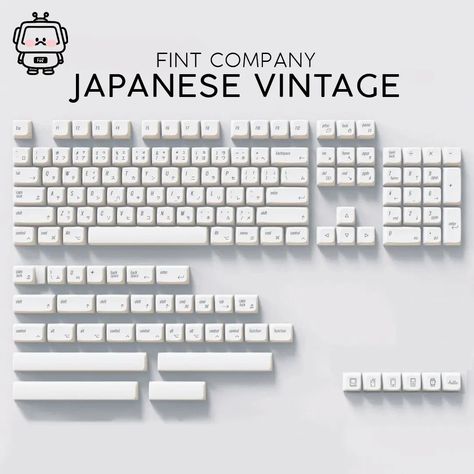 Japanese Keyboard, Vintage Keyboard, White Keycaps, Keyboard Ideas, Japanese Lettering, Tech Room, Sushi Design, Kiosk Design, Key Caps