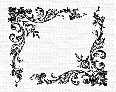 Victorian Style Floral Rose Corner Border by luminariumgraphics, $2.20 Floral Corner Border, Stary Papier, Corner Border, Corner Borders, Vintage Clip Art, Victorian Frame, Vintage Borders, Victorian Design, Borders And Frames