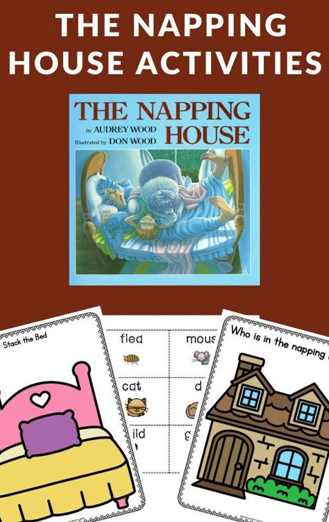 Build early literacy skills with these The Napping House Activities which include free printable resources to use with students. #thenappinghouse #bookactivities #teaching #literacy #GrowingBookbyBook The Napping House Printables, Audrey Wood Preschool Activities, Napping House Printables, Napping House Craft, The Napping House Craft, Napping House Activities Preschool, The Napping House Activities Preschool, The Napping House Activities, Napping House Activities