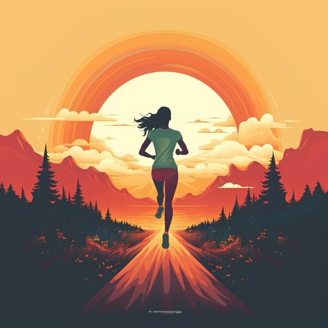 Photo minimalist flat vector style of an... | Premium Photo #Freepik #photo Running Ideas, Walking Astethic, Workout Illustration, Fitness Illustration, Running Art Illustration, Running Wallpaper, Running Illustration Design, Fitness Vector, People Running Illustration