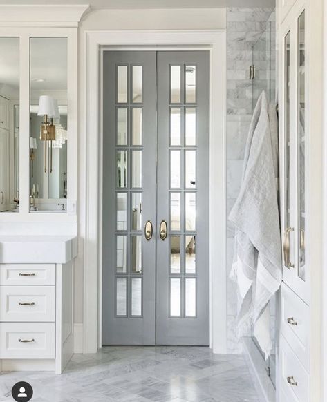 Narrow French Doors, French Closet Doors, American Foursquare, Mill House, Interior French Doors, Bathing Beauty, French Doors Patio, Door Inspiration, Condo Decorating