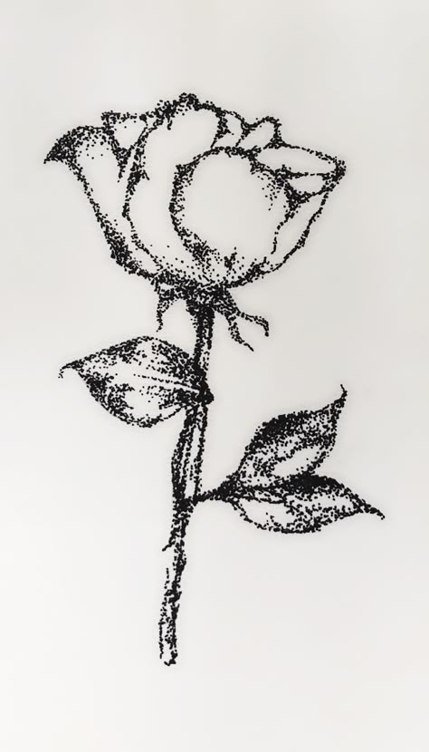 Flowers Pointillism, Pointillism Tattoos, Rose Pointillism, Pointillism Flower, Dot Sketch, Pointalism Art Easy, Pointalism Tattoos, Pointillism Easy, Dot Work Drawing