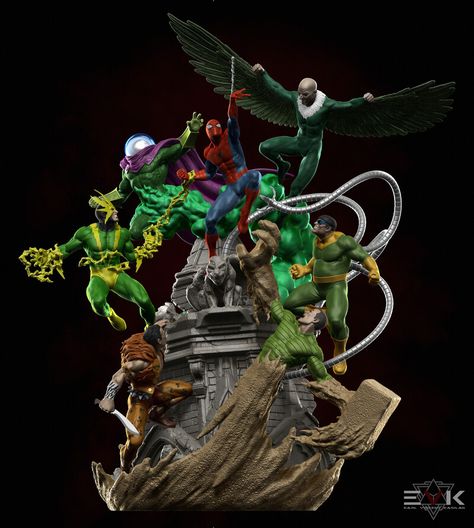 ArtStation - Spiderman Vs Sinister six diorama , Earl Vincent Kasilag Marvel Statues, Crazy Toys, Hulk Art, Character Statue, Wolverine Art, Marvel Figure, Comic Villains, Marvel Collectibles, Marvel Action Figures