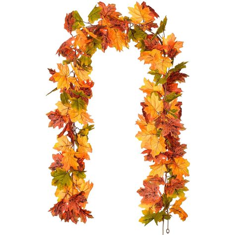 Goodwill 2 Pack Maple Leaves Fall Garland - 6ft/Strand Artificial Fall Foliage Garland Colorful Autumn Decoration for Home Wedding Party Thanksgiving - Walmart.com Thanksgiving Dinner Party Decor, Foliage Garland, Wedding Fireplace, Outdoor Fall Decor Ideas, Fall Backyard, Outdoor Fall Decor, Leaves Garland, Leaves Changing Color, Fall Leaf Garland