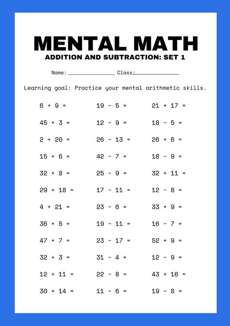 Mental Math Worksheet Mental Maths, Mental Maths Worksheets, Preschool Workbooks, Mathematics Worksheets, Building Foundation, Multiplication Chart, Studying Math, Mental Math, Math Problems