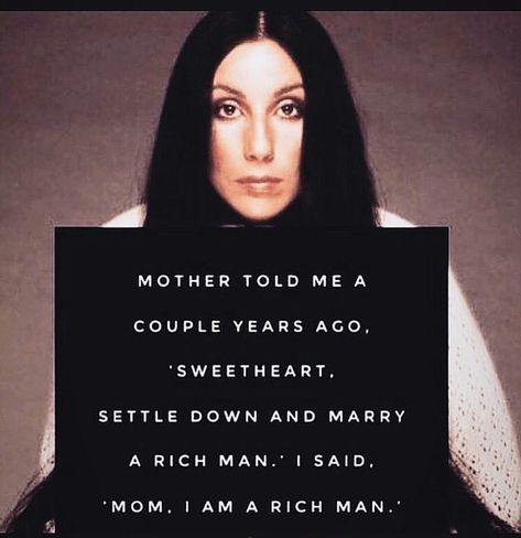 I'm a rich man #Cher #GirlPower Modern Feminism, Protest Posters, Feminist Quotes, Bob Hair, Rich Kids, Rich Man, Long Bob, Single Women, A Sign