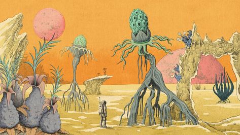 Alien life could take many different forms, but one possibility has been captivating scientists since 1945: alien "plants". What would they look like? And how could we find them? Alien Biology, Surreal Art Painting, Alien Plants, Alien Life, Alien Planet, Alien Worlds, Surrealism Painting, Film Inspiration, Space Rock