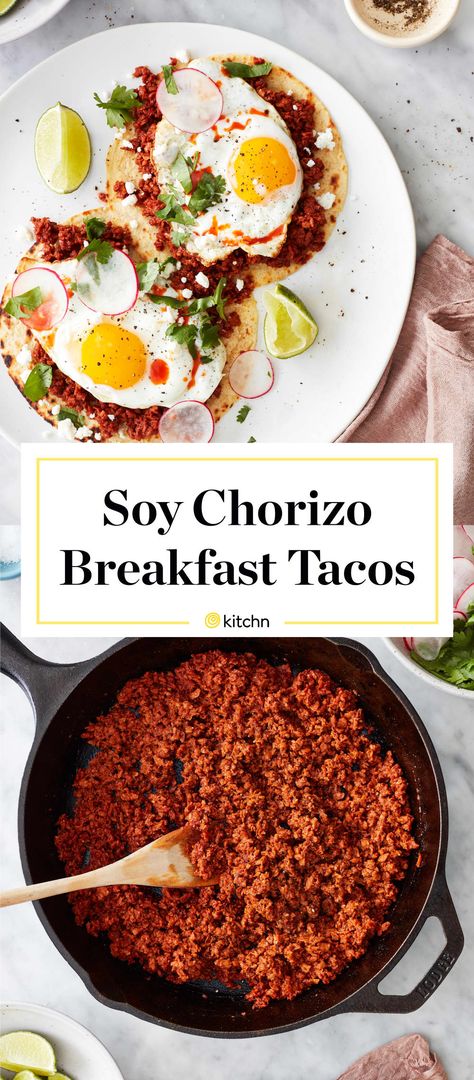 Soy Chorizo Recipes, Egg Breakfast Tacos, Fried Egg Breakfast, Soy Chorizo, Chorizo Breakfast, Chorizo And Eggs, Chorizo Recipes, Chorizo Sausage, Health Recipes