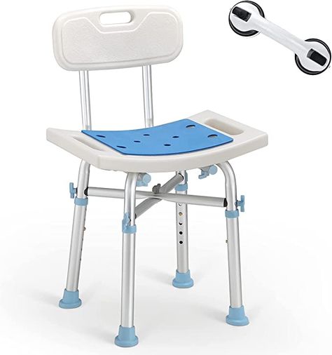 Amazon.com: OasisSpace Heavy Duty Shower Chair with Back 500lb, EVA Padded Bath Seat with Free Assist Grab Bar - Medical Tool Free Anti-Slip Shower Bench Bathtub Stool for Elderly, Senior, Handicap & Disabled : Health & Household Bathtub For Elderly, Shower Chairs For Elderly, Bath Stool, Bathroom Stool, Bath Seats, Tool Bench, Shower Stool, Shower Seat, Small Showers