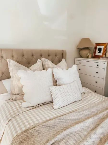 gingham bedding, winter bedding #LTKSeasonal #LTKFind #LTKhome Gingham Bedding Styling, Gingham Bedding Ideas, Beige Gingham Bedding, Gingham Bedding Aesthetic, Gingham Bedroom, Gingham Duvet Cover, Gingham Bedding, Tan Bedding, Plaid Bedroom