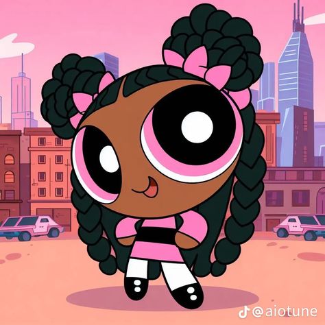 Black Blossom Powerpuff, Black Buttercup Powerpuff, Baddie Powerpuff, Power Puff Girls Aesthetic, Black Powerpuff Girl, Black Power Puff, Black Powerpuff, Disney Princess Artwork, Power Puff Girls