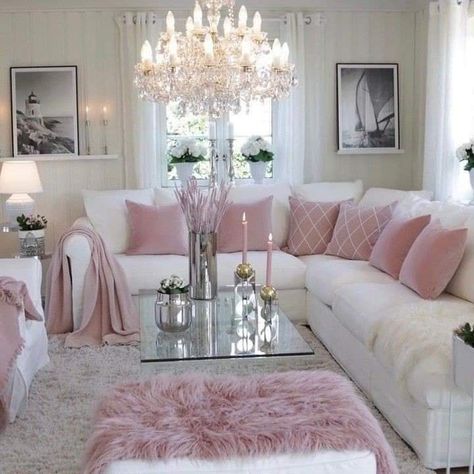 Pink Living Room Decor, Classy Living Room, Glam Living Room, Pink Living Room, 아파트 인테리어, Pink Home Decor, Living Room Decor Cozy, Apartment Decor Inspiration, Elegant Living Room