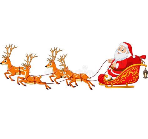 Christmas Cartoon Santa with Reindeer Sleigh vector illustration Christmas Fashion Photography, Reindeer Drawing, Santa With Reindeer, Santa Cartoon, Christmas Window Painting, Reindeer Sleigh, Cartoon Santa, Christmas Props, Reindeer And Sleigh