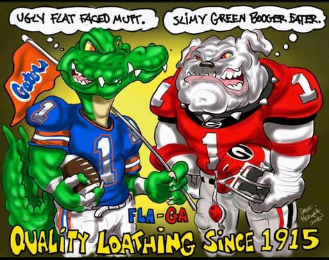 Bulldogs Georgia Florida Game, College Football Memes, Gators Wallpaper, Florida Gators Wallpaper, Georgia Bulldog Mascot, Georgia Bulldawgs, Gator Football, Screen Print Ideas, Uf Gators