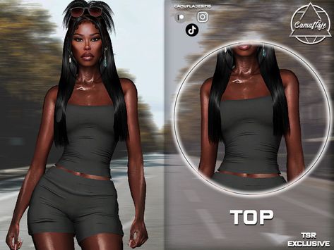 The Sims Resource - SET 391 - Casual Top Alpha Cc Clothes Sims 4, Sims Cc Clothes Women, Tops Sims 4 Cc, Sims 4 Female Cc Clothing, Sims 4 Urban Cc Clothing Female, Sims 4 Cc Tops, Sims Folder, Cc Dress, Cc Top